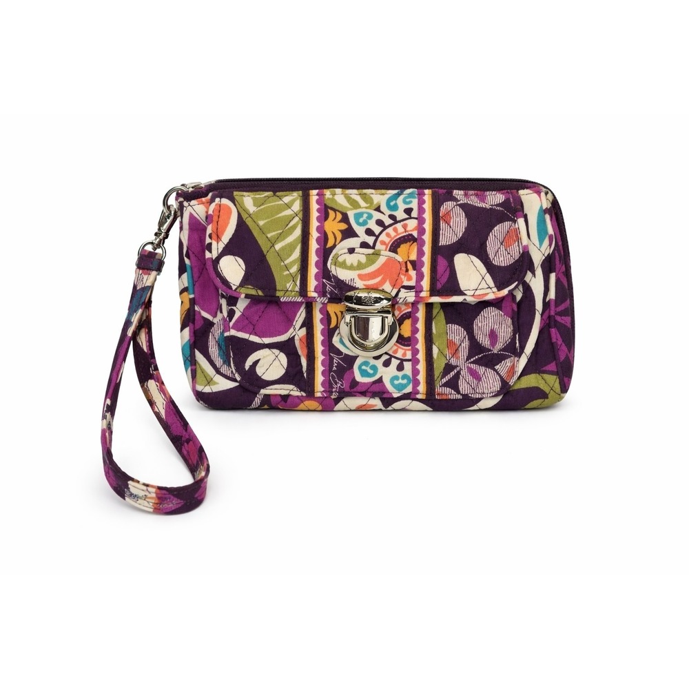 Vera Bradley Wristlet‎ Wallet Clutch Purple Multicolor Quilted Turn Lock